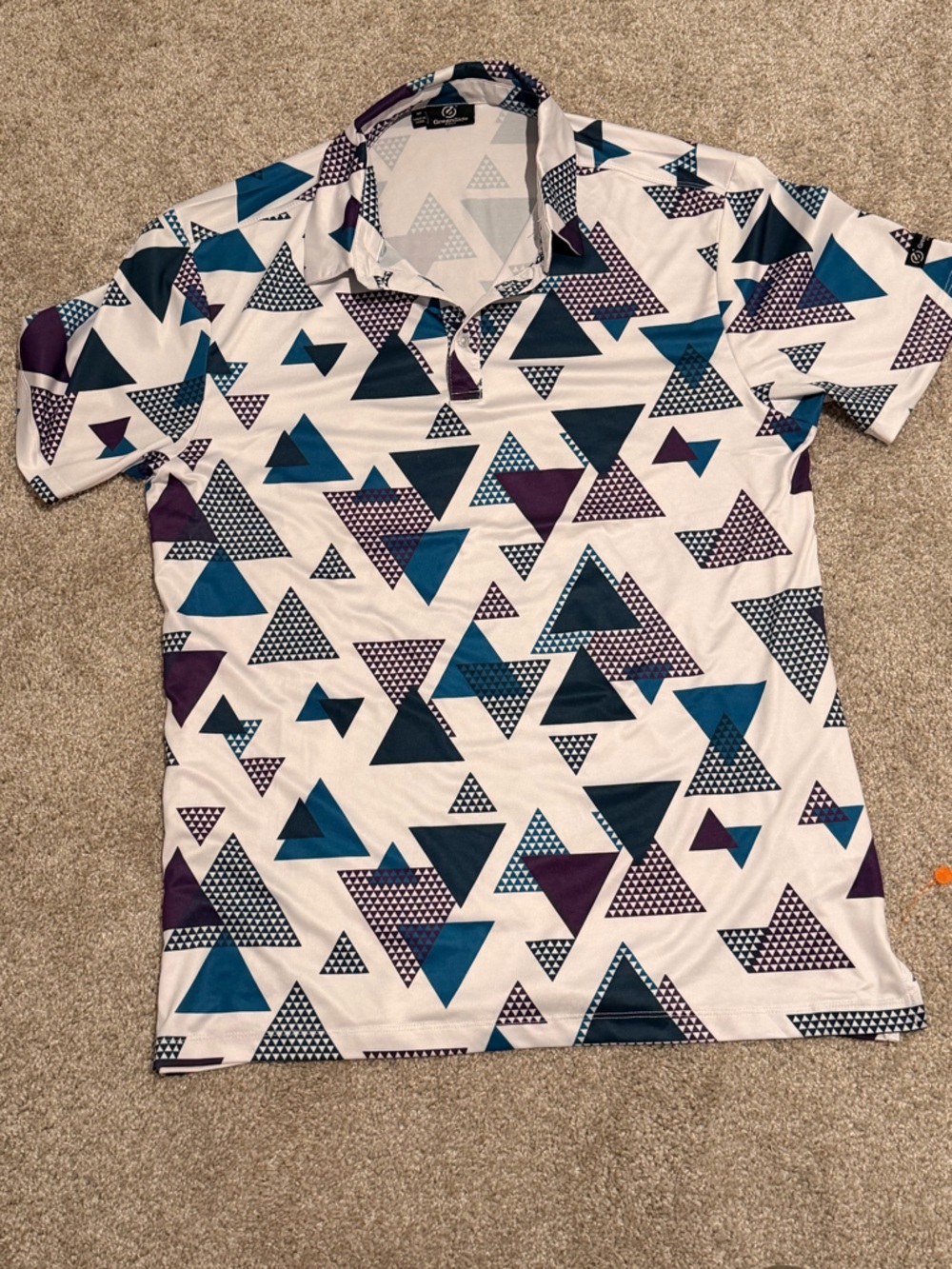 GreenSide Golf Geometric Print Polo - Teal & Purple